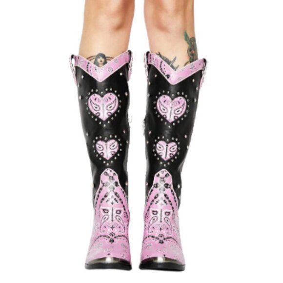 Dolls Kill Sugar Thrillz Candy Bandit Cowboy Boots - Picture 2 of 8